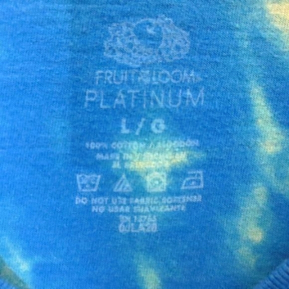 New Upcycled Shirt Reverse Tie Dye Blue Green Stretch Cotton Comfy Unisex Size L - Picture 5 of 7